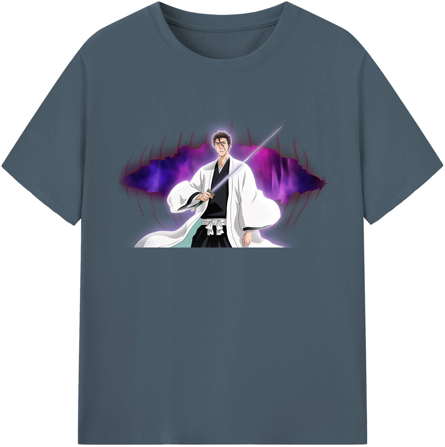 （画像用） ブリーチ 藍染 惣右介（あいぜん そうすけ） BLEACH Aizen Sousuke 綿100％半袖Tシャツ（フロントプリント）